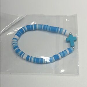 Blue and White Beaded Bracelet